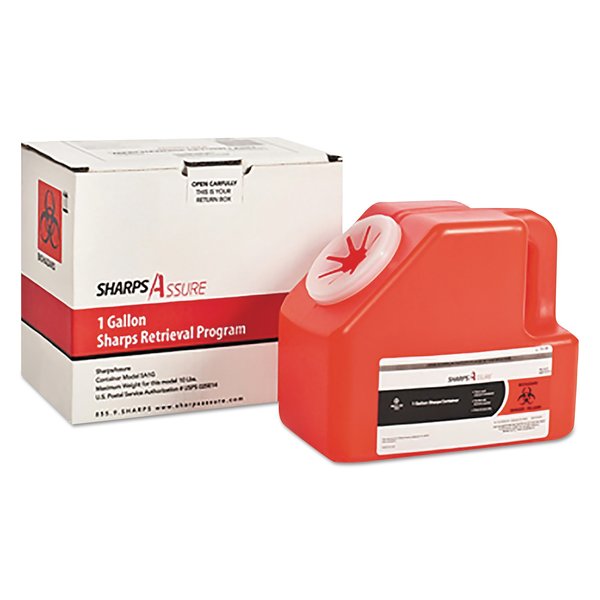 Trustmedical Sharps Retrieval Program Containers, 1 gal, Cardboard/Plastic, Red SC1G424A1G